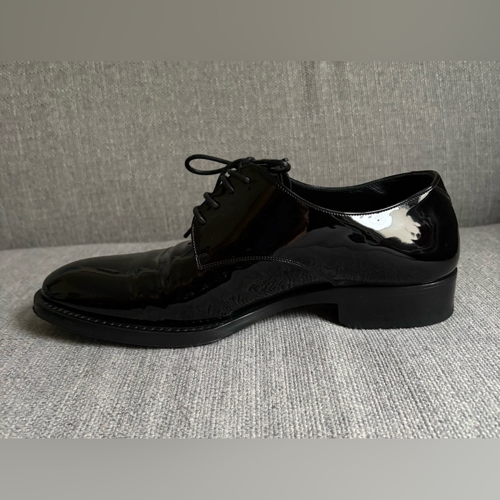 Saint Laurent Black Patent Leather Derby Oxfords - Picture 3 of 6
